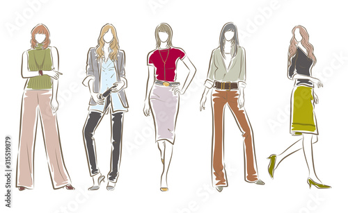 女性のファッションイラスト