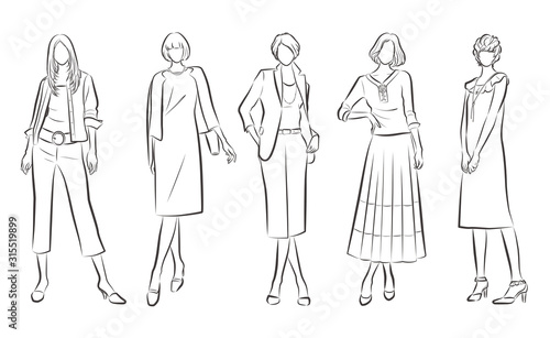 女性のファッションイラスト