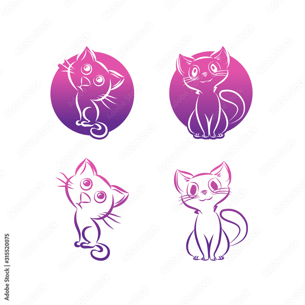 Obraz premium Cat Silhouettes, art vector design