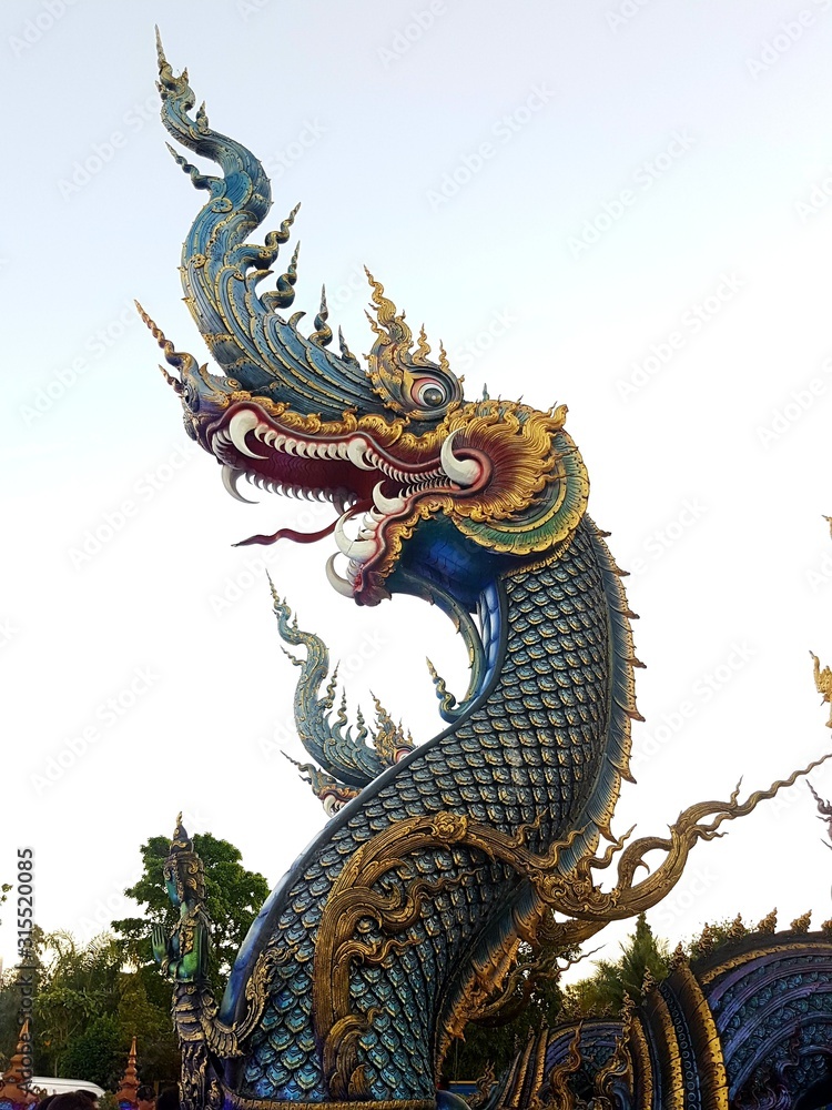 chinese dragon on the roof of thai temple chinese dragon on the roof of thai temple