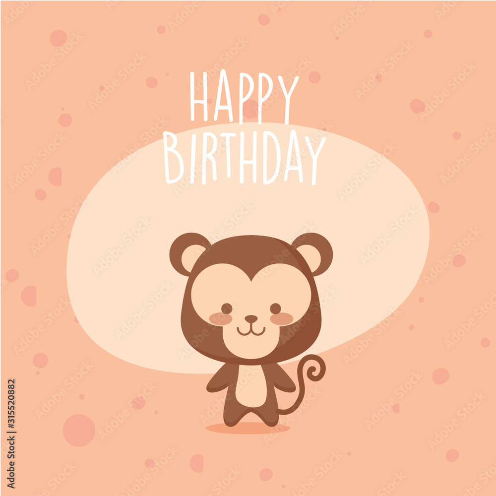 monkey cartoon and happy birthday vector design