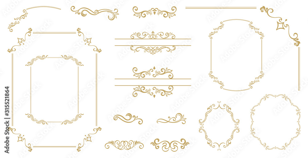 Vetor do Stock: Luxury Gold vintage invitation vector set. Ornamental ...