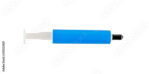 Obraz na płótnie Generic tube of thermal paste used for heat dissipation between computer CPU (processor)/GPU and cooler, isolated on white background. w salonie