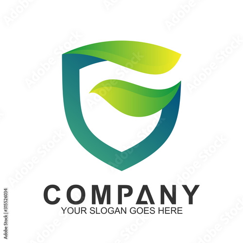Shield Letter G Logo With Leaf Shape, Protection And Care Logo, Guardian Symbol