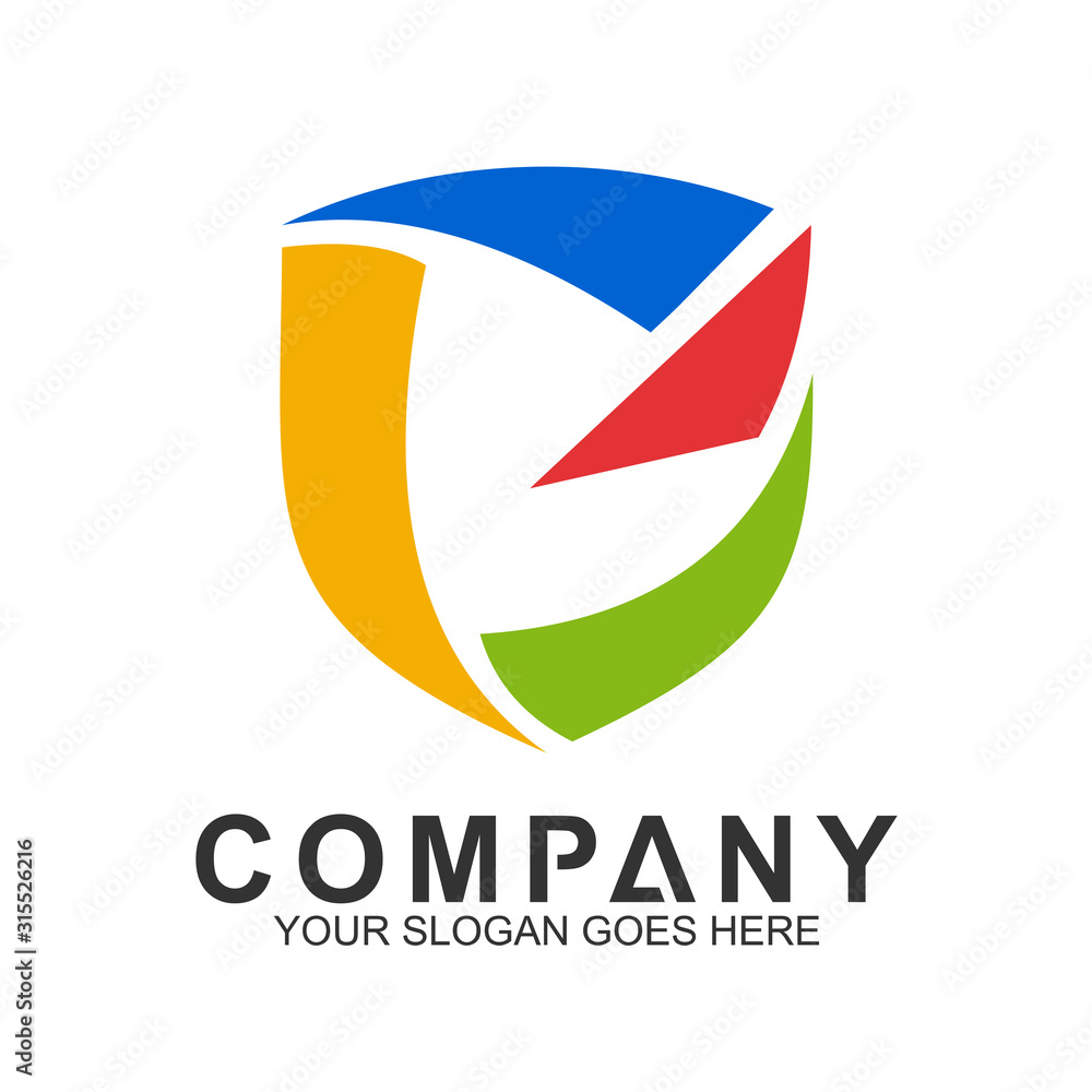 Colorful Shield Letter G Logo, Protection And Care Logo, Guardian Symbol