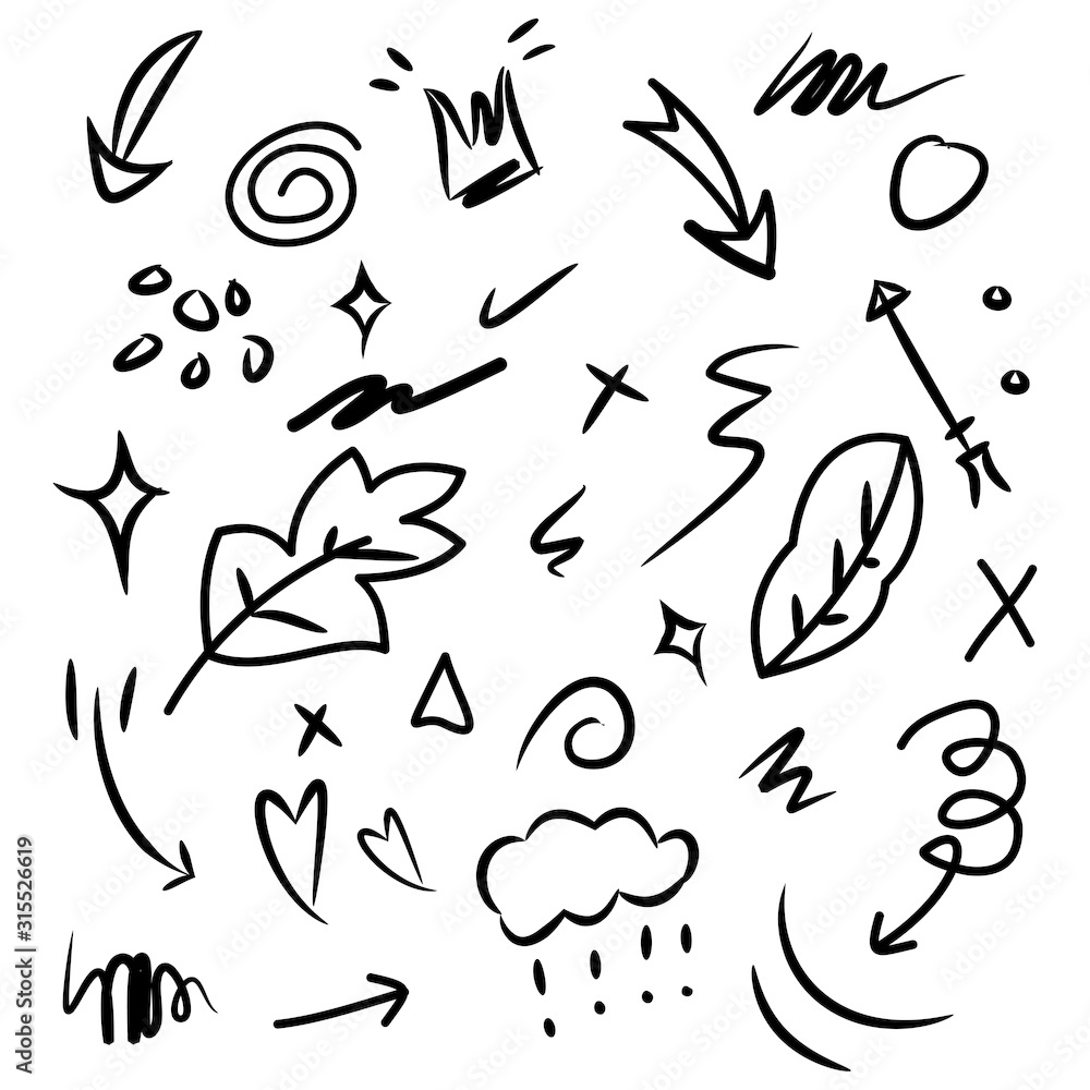Vector hand drawn collection of design element. Doodle abstract illustration. use for concept design Vector hand drawn collection of design element. Doodle abstract illustration. use for concept design