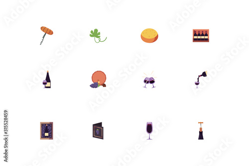 Isolated wine icon set vector design