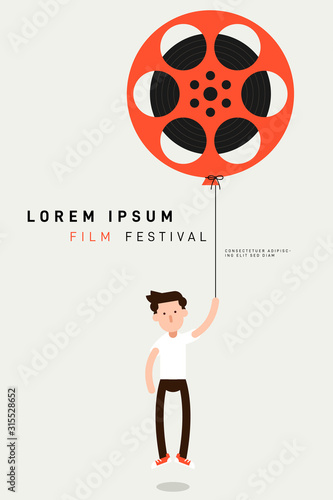 Cinema movie and film poster design template background vintage retro style