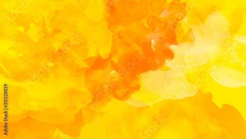 Yellow abstract watercolor hand painted background