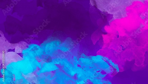 Purple blue colorful abstract watercolor hand painted background