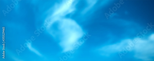 Realistic blue sky with cumulus clouds. Resizable vector background. EPS10