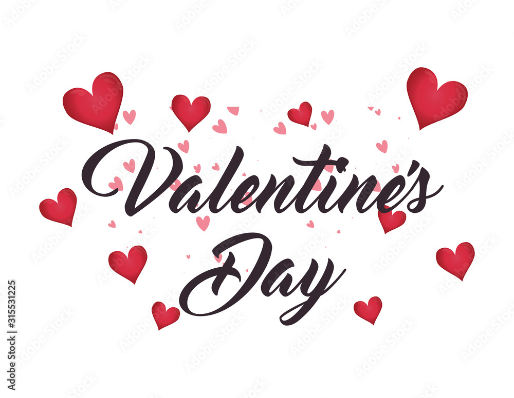 Happy valentines day red hearts vector design