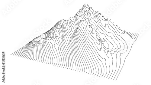 Curve lines in shape of part of mountain range