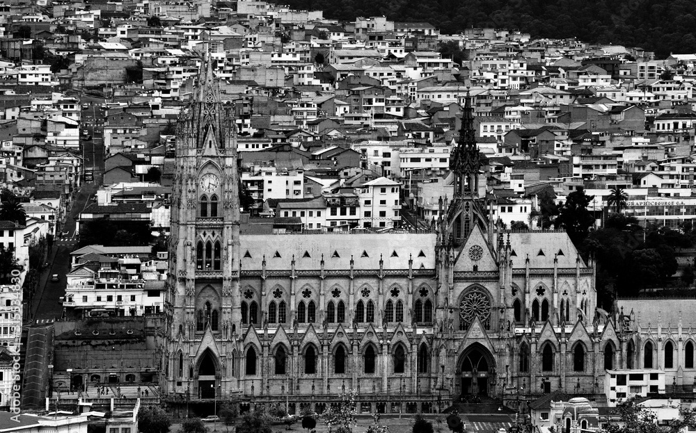 View of Basilica Church in Quito city