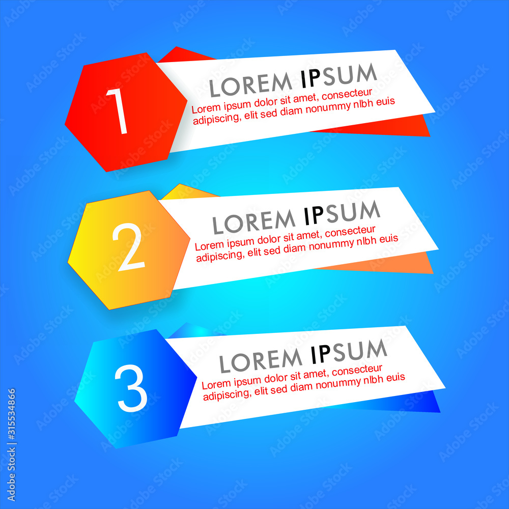 Infographic Design Elements with 3 different color, red, yellow, blue. Template for diagram, graph, presentation and chart. Business concept with 3 options, parts, steps, processes.Vector illustration Infographic Design Elements with 3 different color, red, yellow, blue. Template for diagram, graph, presentation and chart. Business concept with 3 options, parts, steps, processes.Vector illustration