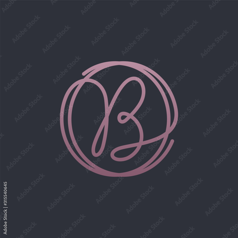 Fototapeta premium Letter B Logo, handwriting template , circle concept - Vector