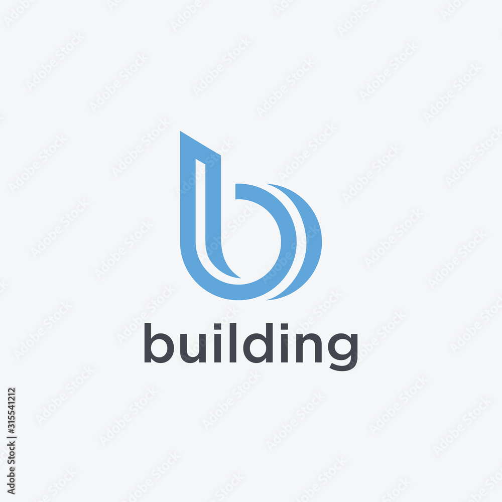 Letter B With Building For Construction Company Logo. Modern logo with lines style. Vector design template elements for your application or corporate identity.