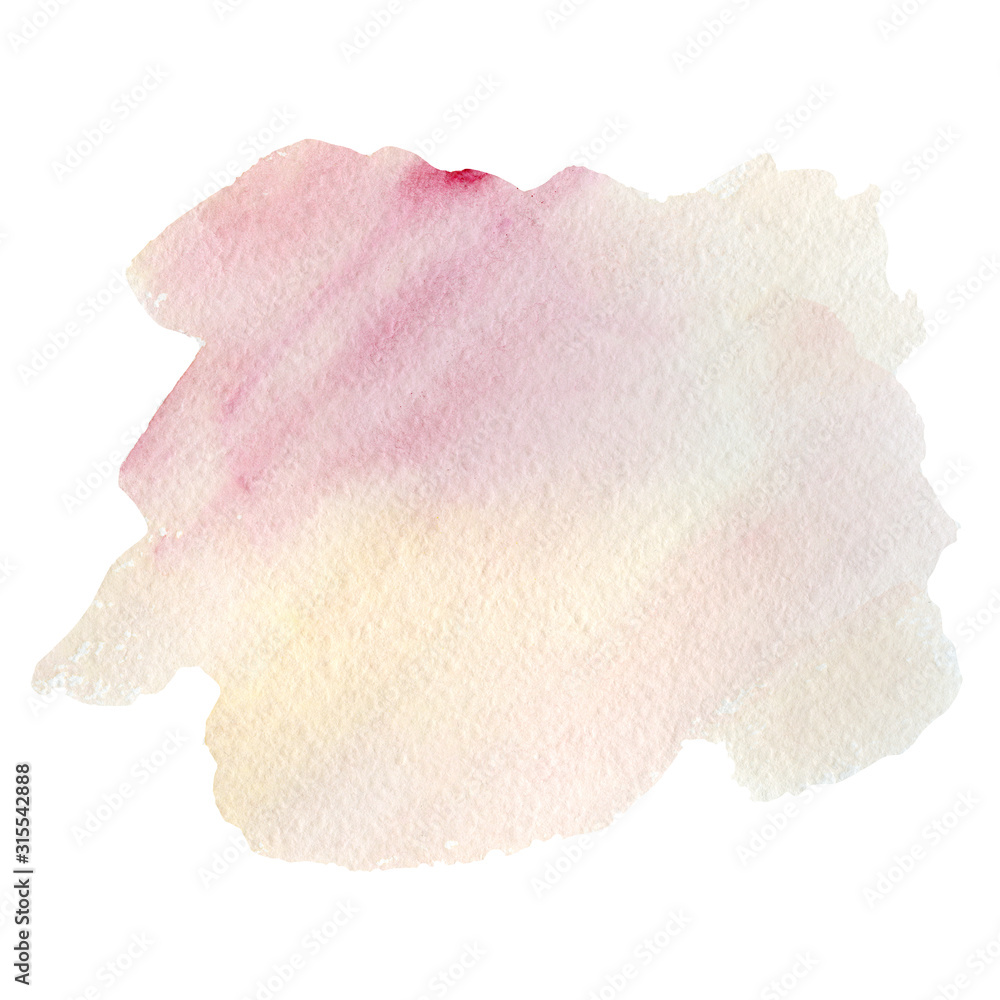Watercolor soft pastel coral stain background. Hand draw pink rose color texture for business logo, greeting card, wedding card, poster, template, banner.