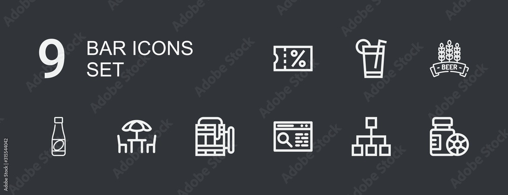 Editable 9 bar icons for web and mobile