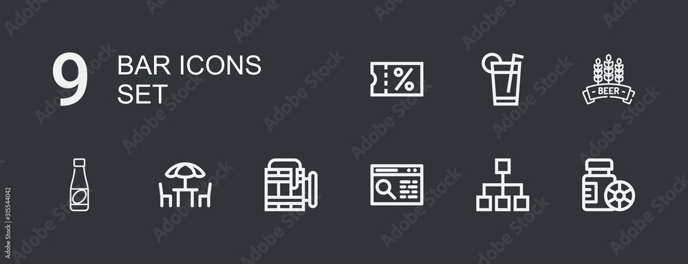 Editable 9 bar icons for web and mobile Editable 9 bar icons for web and mobile
