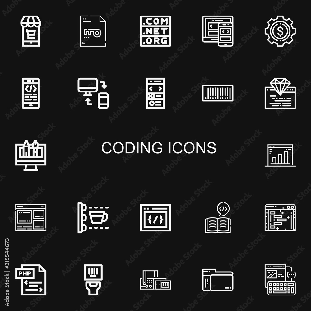 Editable 22 coding icons for web and mobile