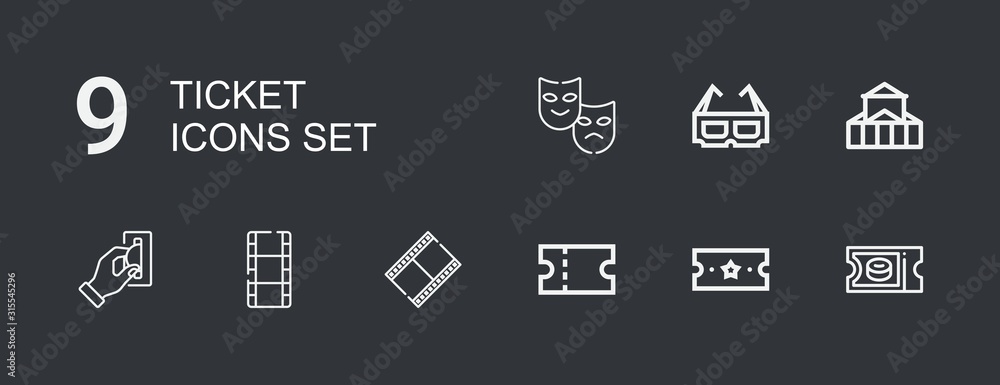Editable 9 ticket icons for web and mobile