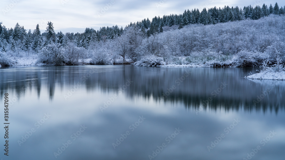 Mud Bay First Snow On Cold Winter Morning Mud Bay First Snow On Cold Winter Morning