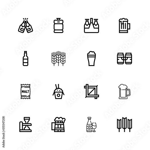Editable 16 barley icons for web and mobile