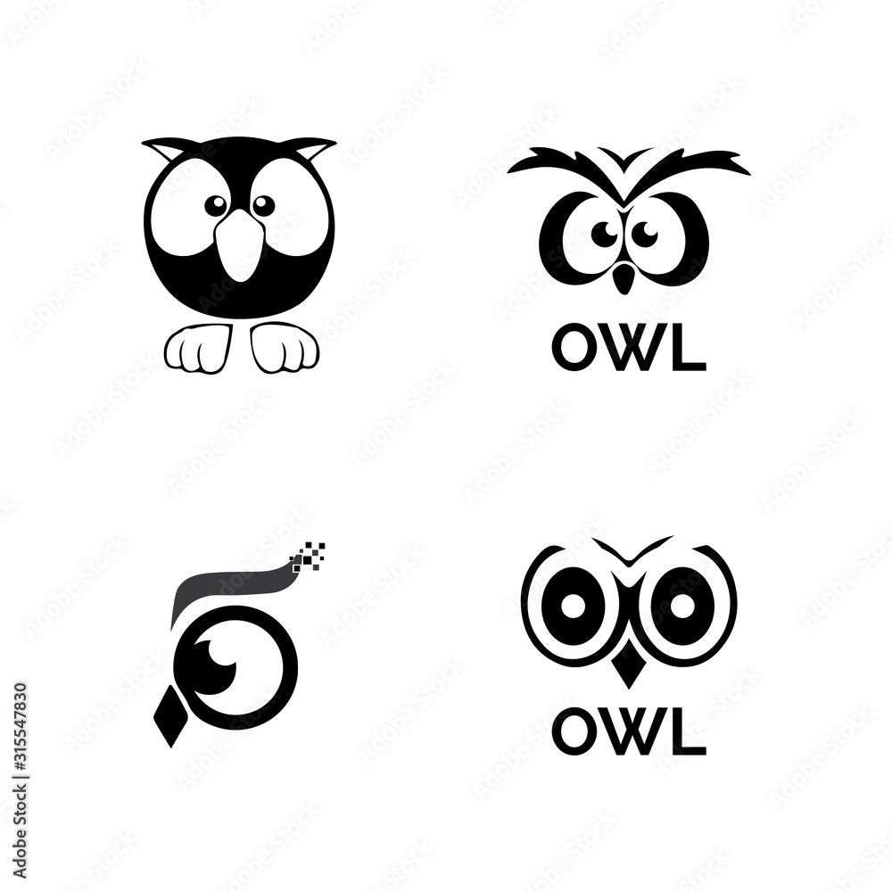Obraz premium owl bird illustration logo template vector icon