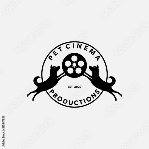 pet cinema dog documentary logo design vector