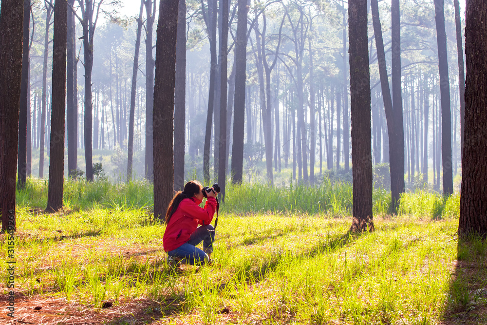 Photographers enjoying nature in the morning