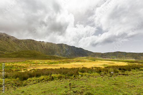 The basin of the massive Corvo Caldera on Corvo island in the Azores. © Danaan