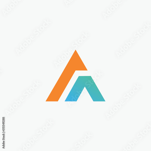 Initial letter A minimalist art logo with mountain concept. creative minimal logo summit design with letter A. elegant Logo template vector creative business. - VECTOR