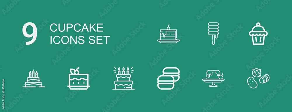 Editable 9 cupcake icons for web and mobile Editable 9 cupcake icons for web and mobile