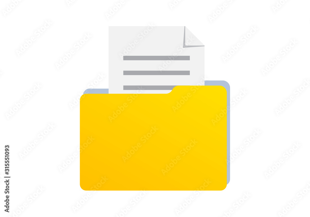 File folder icon with paper document. Vector illustration. File folder icon with paper document. Vector illustration.