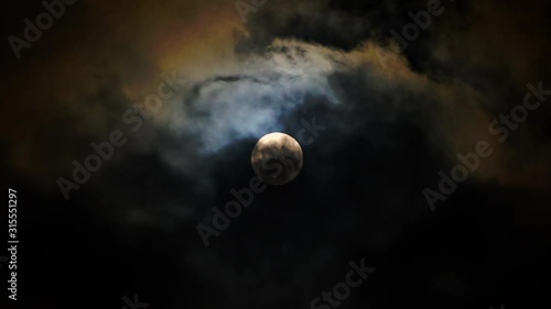 Full Moon and clouds moving photo