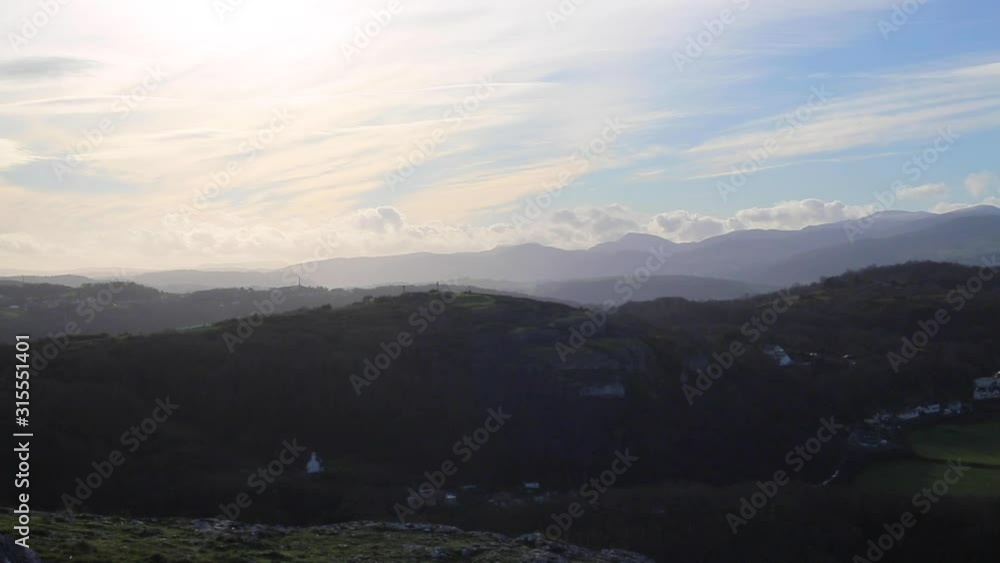 Panoramic view of Llandudno Bay in Conwy, North Wales and the surrounding mountains. Filmed from the summit of the Little Orme Panoramic view of Llandudno Bay in Conwy, North Wales and the surrounding mountains. Filmed from the summit of the Little Orme