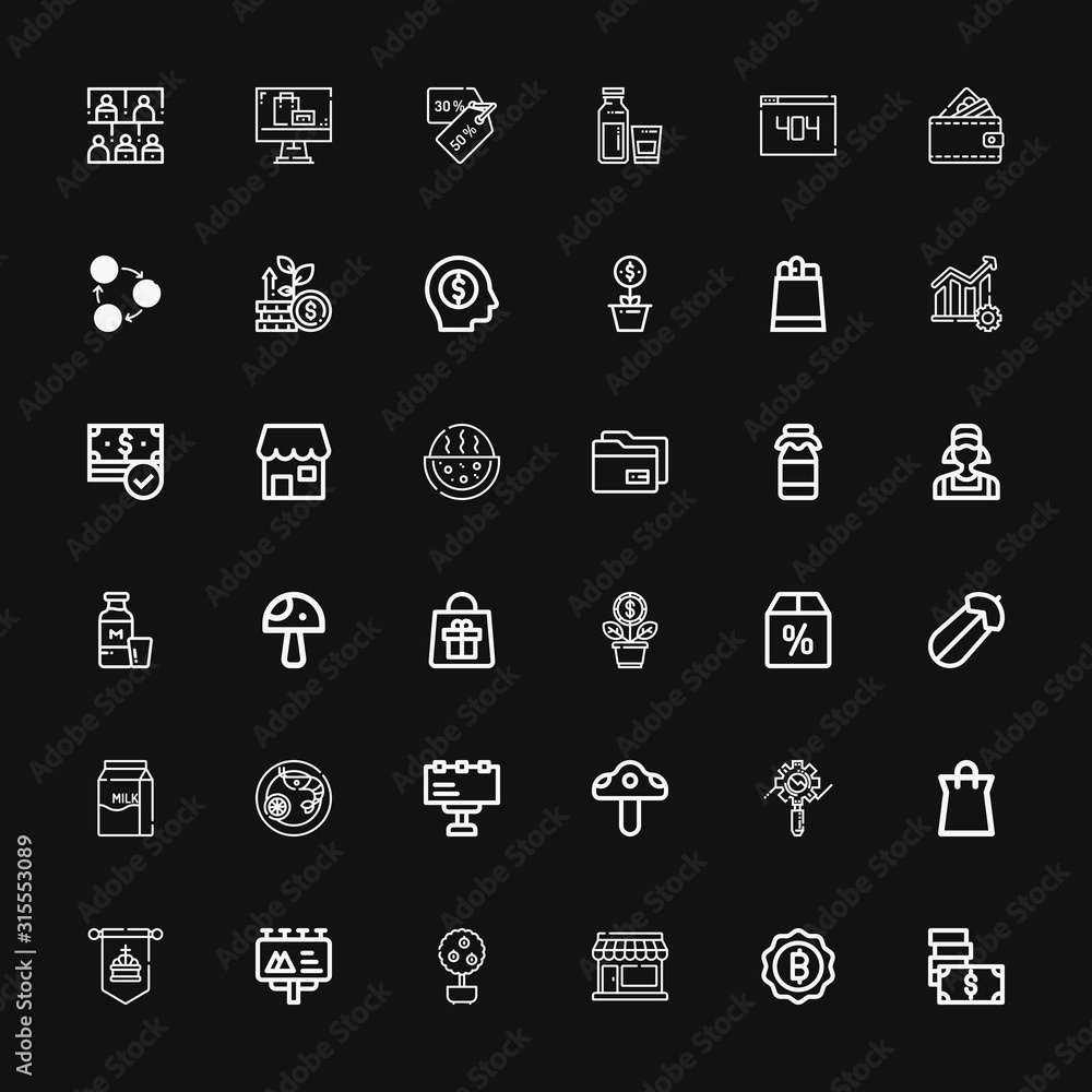 Editable 36 market icons for web and mobile