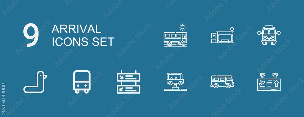 Editable 9 arrival icons for web and mobile Editable 9 arrival icons for web and mobile