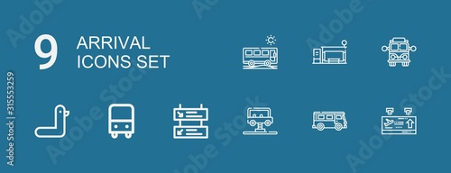 Editable 9 arrival icons for web and mobile