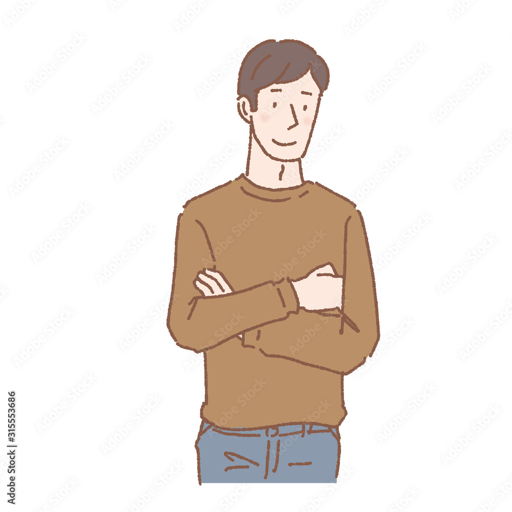 腕をくむ 男性 笑顔 イラスト 腕をくむ 男性 笑顔 イラスト