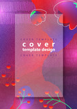 Bright color background. Wavy shapes, abstract flowers, many drawn lines. Design template for banners, flyers or posters.