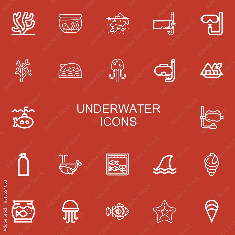 Editable 22 underwater icons for web and mobile Editable 22 underwater icons for web and mobile