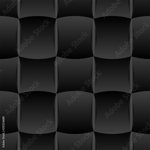 3D Curve Tile Seamless Pattern Black_002