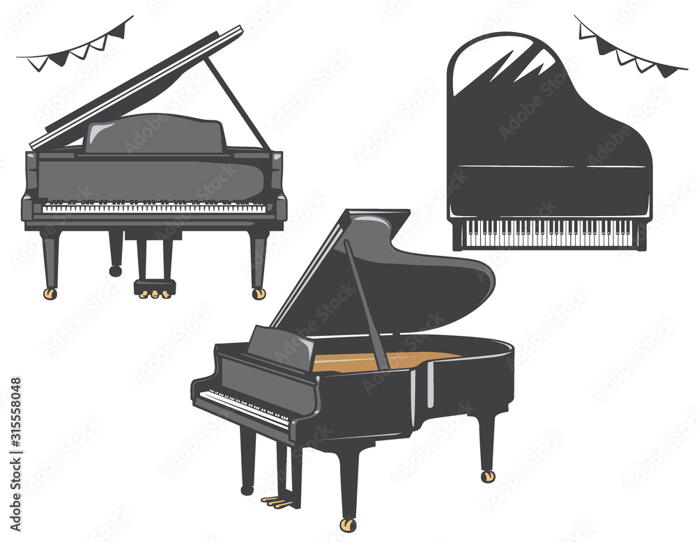 ピアノのイラスト素材3セット Stock Vector Adobe Stock