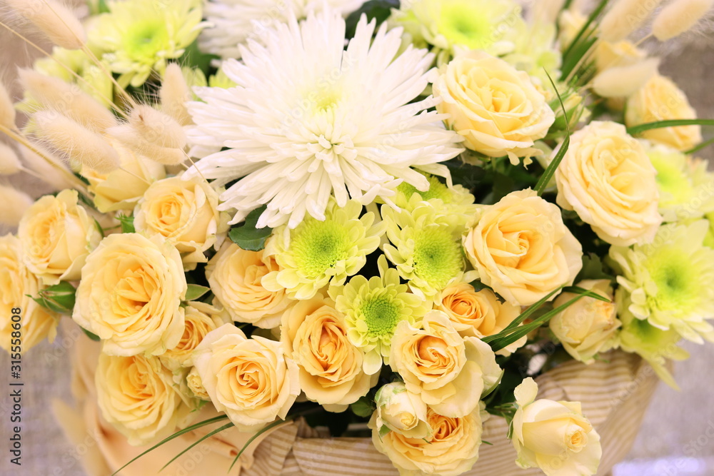 Flower arrangements. Beautiful bouquets for the holidays. Floral background, copy space. Valentines day gifts Flower arrangements. Beautiful bouquets for the holidays. Floral background, copy space. Valentines day gifts