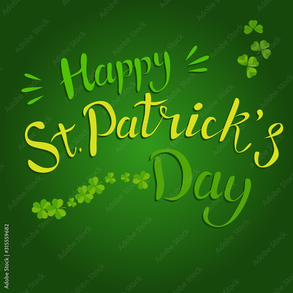 Fototapeta premium Lettering Happy st. Patrick day. St. Patrick's day design element, vector