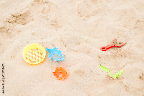 Beach toys lying in the sand