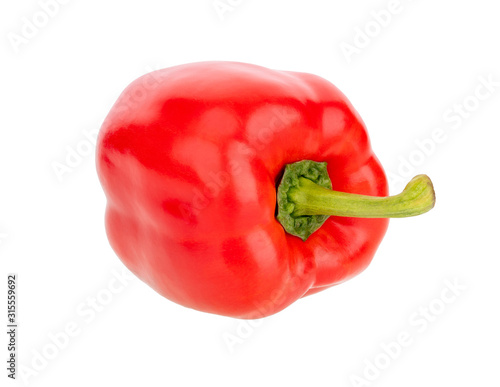 Sweet red pepper isolated on white background.