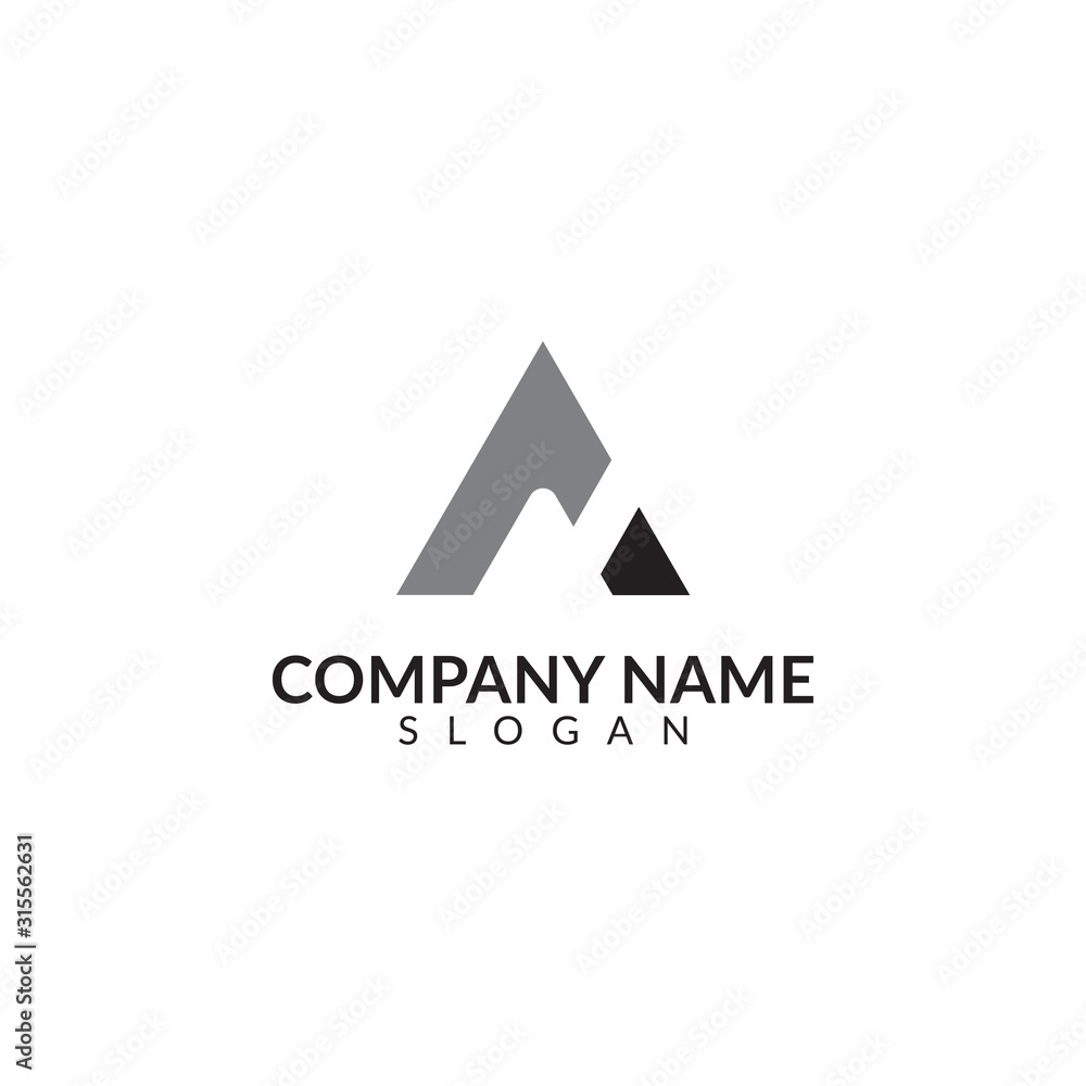 initials logo letter A with black color vector design